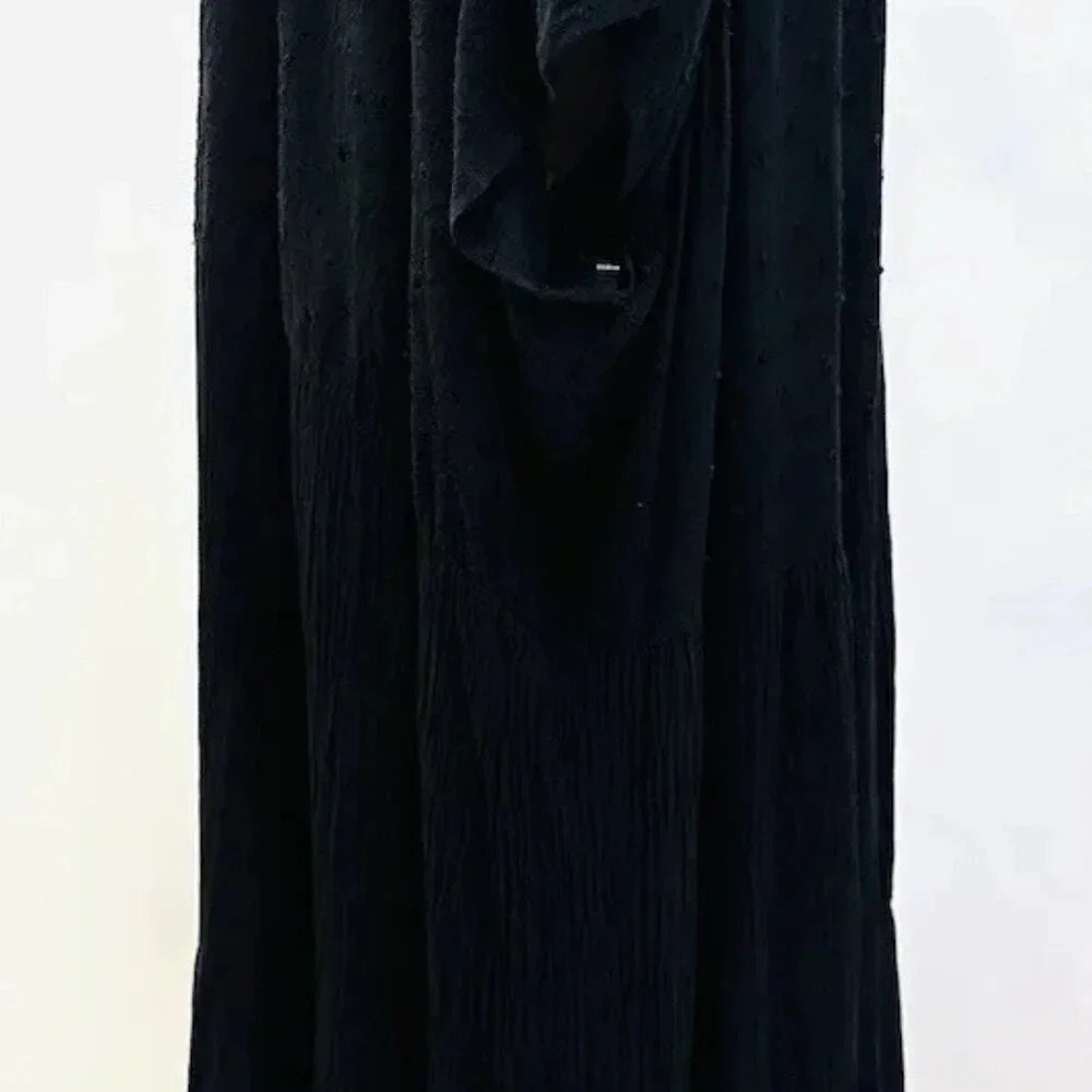 NWT SONOMA Women Short Sleeve Pullover Keyhole Neck Lined Black Maxi Dress Sz 4X - Picture 11 of 12
